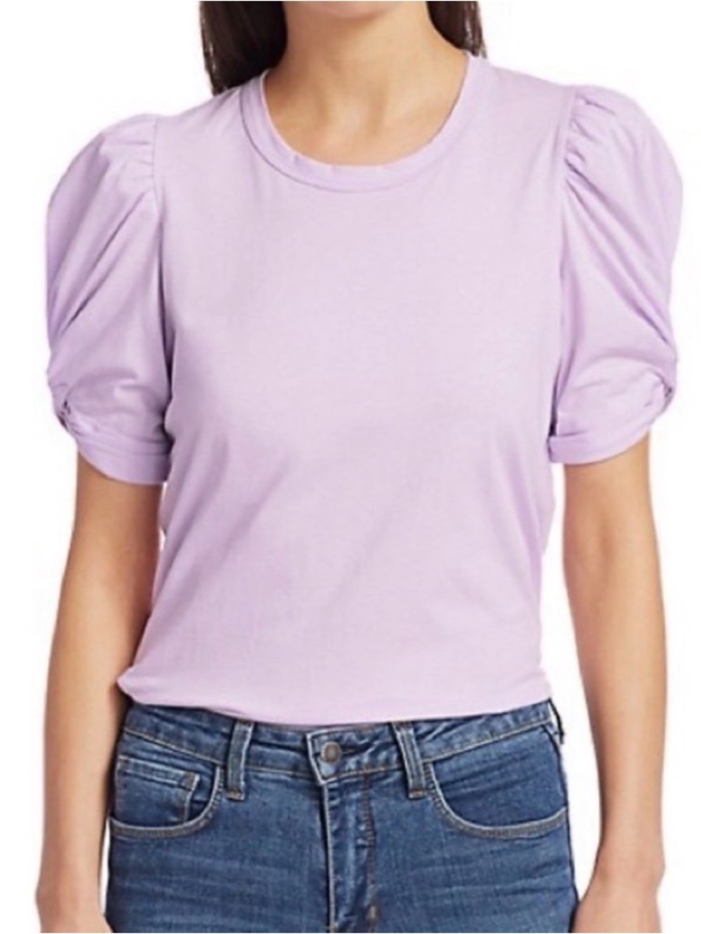 A.L.C Purple Kati Puff Sleeve Cotton Top Size Small